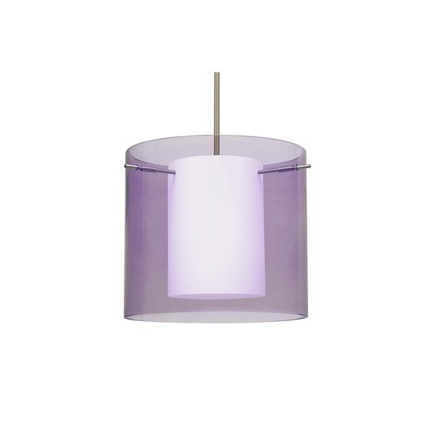 Pahu 12 Stem Pendant, Trans. Amethyst/Opal, Satin Nickel Finish, 1x11W LED, Besa Lighting, Mfr#: 1TT-A18407-LED-SN
